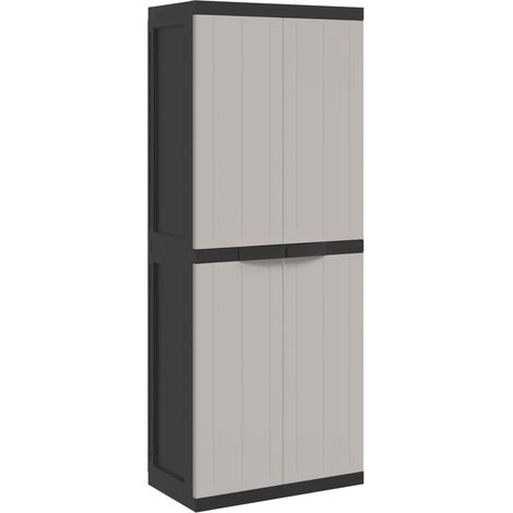 Armoire de rangement d'extérieur gris et noir 65x37x165 PP (1/5)