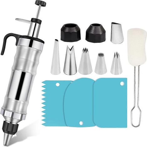 Ensemble de 13 seringues pour la décoration de desserts, pistolet à beurre en acier inoxydable, outils de décoration de cupcakes, douilles pour la pâtisserie. (1/5)