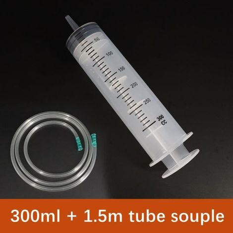 Tubes de seringues de 300 ml + 1.5m de longueur en PVC tube souple seringue Réutilisable de mesure en plastique pour aspiration (1/4)