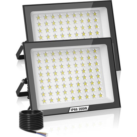 2 Projecteur LED Extérieur,200W 20000LM Blanc Froid,IP66 Étanche Aluminium,Jardin Terrasse Garage (1/5)