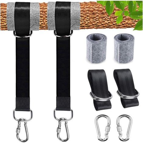 Hammock Straps, 2 Sets 2x150cm Ultra Strong Hanging Swing Straps with D-Ring and Thicker Cushion, Two Carabiners, Max Load 500kg for Hammock and Garden Swing (1/5)