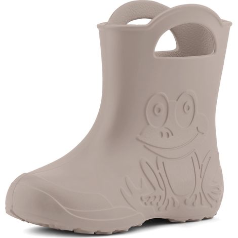 Ladeheid Eva Kinder Jungen Mädchen Gummistiefel Regenschuhe LA-CA-01 (Hellbeige, 34/35 EU)