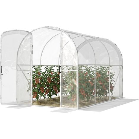 Polytunnel Greenhouse Walk-in Grow House with PE Cover, Door Galvanised Steel Frame, 3 x 2 x 2m, Clear (1/5)