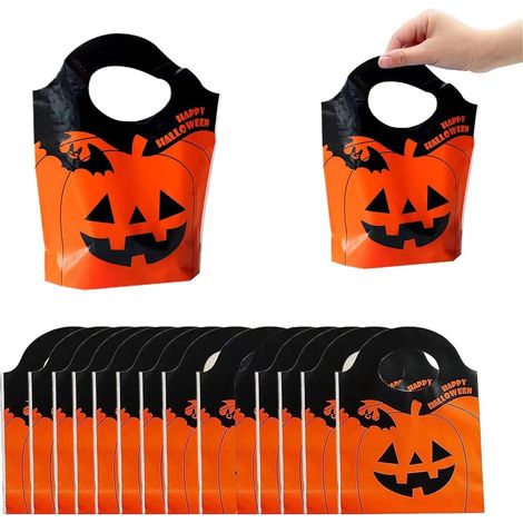 Halloween Geschenktüten, 60 pièces Süßigkeiten Tüten, Kürbistasche (1/5)
