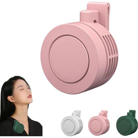 Portable Silent Mini Bladeless Electric Fan, Mini Clip on Fan, Portable Bladeless MiniFan Clip On, Adjustable 3-Speed Suspended Waist Fans for Outdoor & Travel (2: Pink) (1/5)