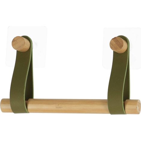 Rotolo di carta igienica in bambù + strisce in similpelle su adesivo - kaki bambù - Tendance