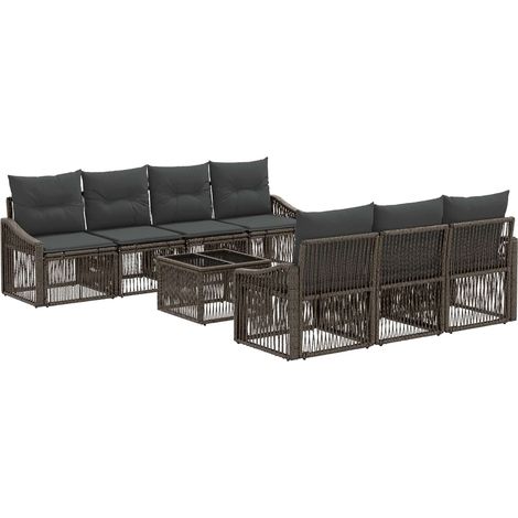 Conjunto de sofás de jardín 8 uds. Gris ratán sintético vidaXL (1/5)