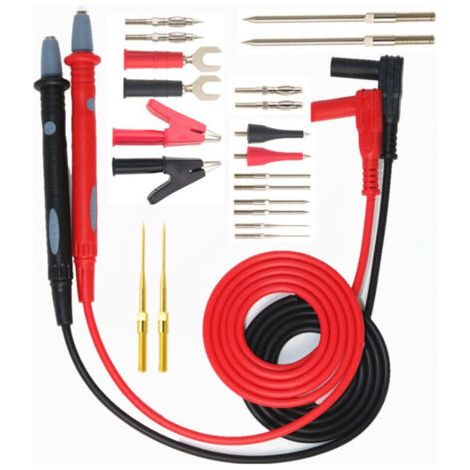 BUNTHAUS PA Kit de Fils de Test Multimètre avec Pinces Crocodiles Sondes Broches et Extensions 22 Pièces (1/4)