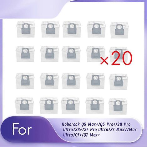 Dust Bags de remplacement pour Roborock Q5 Max+/Q5 Pro+/S8 Pro Ultra/S8+/S7 Ultra/S7 MaxV/Max Ultra/Q7+ Aspirateur 20 (1/5)