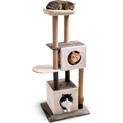 Griffoir XXL 140 cm en Corde de Sisal avec Double Niche et Plate-Forme pour Un Maximum de Plaisir de Votre Chat (1/5)