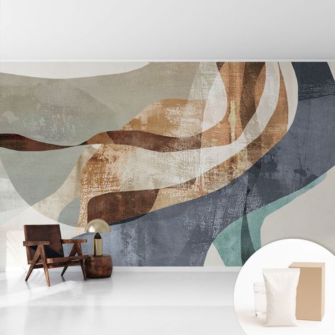 Papier peint intissé classique moderne pour salon et chambre à coucher Décoration rapide avec colle Composition abstraite 416x254 cm (1/5)