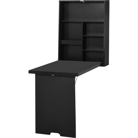 Table murale pliante avec tableau blanc, 60 cm x 94, 5 cm x 147 cm, noire (1/5)