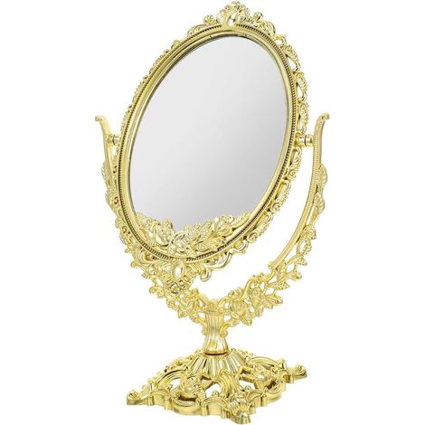 Miroir de maquillage ovale vintage OUNONA à double face , rotatif 360 , base stable en plastique et (1/5)