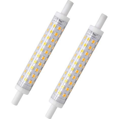 2er-Pack R7s-LED-Glühbirne, 118 mm, warmweiß, 3000 K, J118-Glühbirne, 10 W, ersetzt 80 W Halogenlampe, kein Flimmern, 230 V AC, 800 lm, 360° [Energieklasse A++] (1/5)
