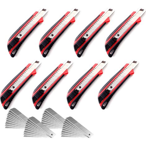 CCLIFE 8 pezzi cutter professionale taglierino 18 mm + 40 lame taglierino maniglia antiscivolo trincetto professionale per cartone moquette e bricolage (1/5)