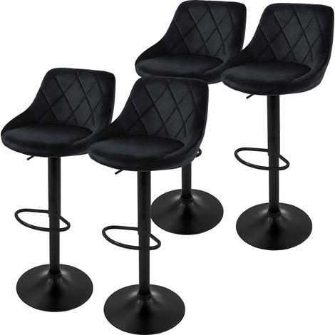 ML-Design Juego de 4x Taburetes de Bar Bistro Tapizados en Piel Sintética PU Negro Sillas con Respaldo Ergonómico y Reposapiés Asiento Cómodo de Mostrador Regulable en Altura 62-82 cm y Giratorio 360° (1/5)