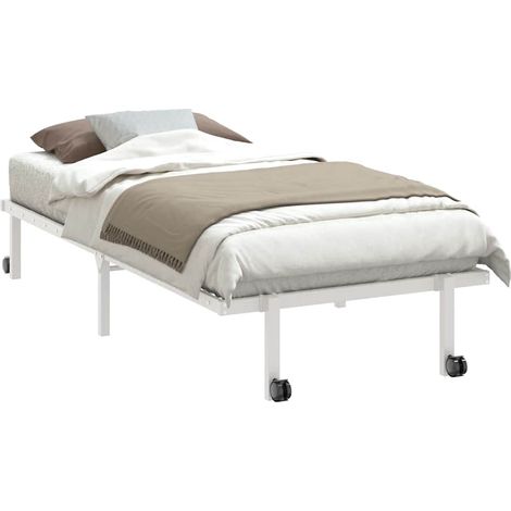 Bed Frame without Mattress Foldable White 90x200 cm Steel vidaXL (1/4)