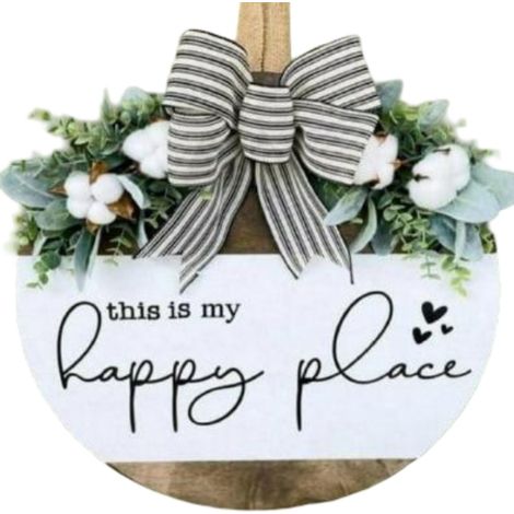 Décoration de porche « This is My Happy Place » - Panneau mural en bois - Style rustique - Maison de campagne au bord du lac - Décoration de porte - Ma maison - Notre doux foyer - Jardin - Ferme (1/5)