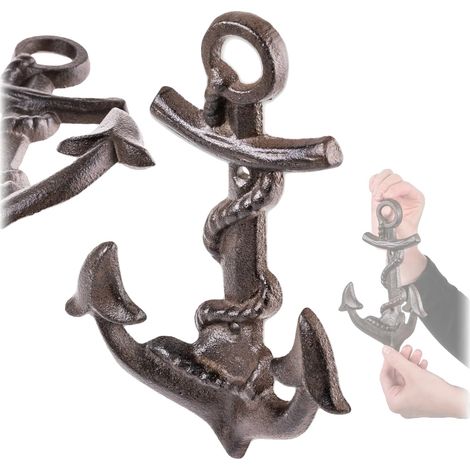 Wandhaken, Gusseisen, dekoratives maritimes Design, braun (1/5)