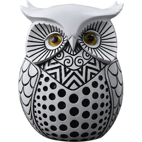 Statue Chouette - Résine Blanche - Décoration Intérieure pour Étagère, Buffet, Entrée ou Bureau - 6 x 5 x 7.5 cm - 1 Pièce (1/3)
