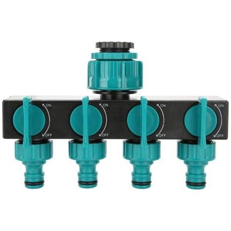 -Séparateur de Tuyau d'arrosage à 4 Voies avec raccord de collecteur de Robinet d'arrêt pour minuteries d'irrigation Goutte à Goutte et pelouses (1/5)