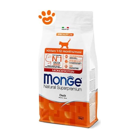 Monge Natural Superpremium Kitten con Anatra - Monge Natural Superpremium Kitten con Anatra - Sacco Da 1,5 Kg
