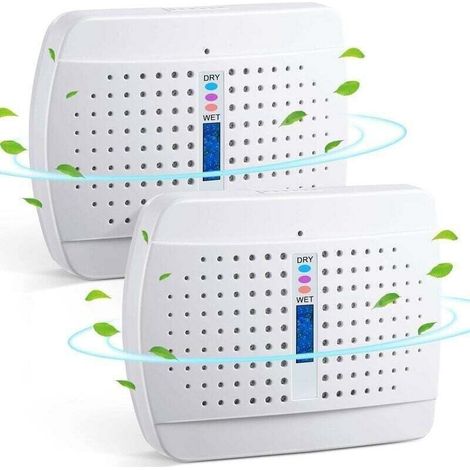 Small Rechargeable, Portable Dehumidifier, High-Efficiency Moisture Absorber for Cupboards, 2-Piece Set, White (1/4)