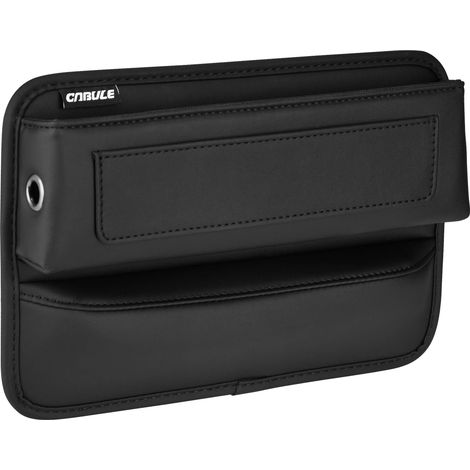 (Noir B) Boîte de rangement latérale en cuir PU noir pour console centrale de voiture, avec porte-bouteille, pour combler les espaces entre les sièges. (1/5)