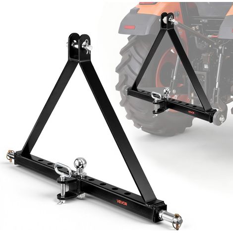 Attelage de Remorque 3 Points avec Boule et Goupille, Triangle d'Attelage, Adaptateur de Remorquage pour Tracteur Catégorie 2, Compatible avec Kubota, Ford, John Deere, Massey Ferguson, Yanmar (1/5)