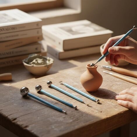 1 Ensemble 4 Pièces Outils de Pointage Stylets à Bille Stylet à Bille en Céramique Outils de Peinture à Points pour Peinture sur Roche Poterie Argile Modélisation Gaufrage Art (1/5)