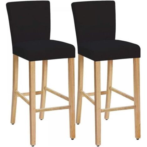 Housses de chaise de salle à manger lavables et amovibles extensibles, housses de tabouret de bar, housses de chaise de bar Housse de siège de comptoir de pub (noir, lot de 2) (1/5)