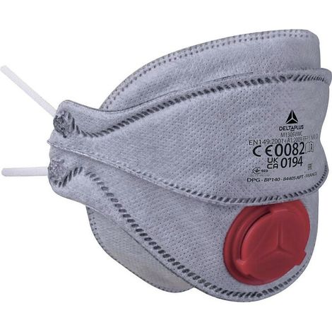 Boîte de 10 pièces faciales filtrantes FFP3 (valve) avec charbon actif pour une protection contre les odeurs nuisibles (fumées d