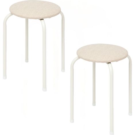 5Five Simply Smart – Lot de 2 tabourets d'appoint empilables en métal et polyester – Diamètre 38 cm – Hauteur 46 cm – Poids max 110 kg