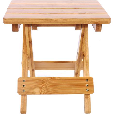 Tabouret Pliable En Bambou - 30 X 28 X 25 Cm - Pour Camping Pêche Extérieur Intérieur - 1 Pièce (1/5)