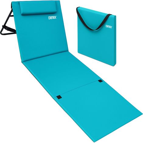 DETEX® Tappetino da mare Schienale imbottito Poggiatesta Regolabile Pieghevole 158x56x45,5cm 100% poliestere materassino lettino prendisole da spiaggia pisicina turchese