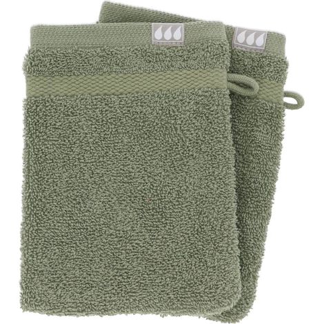 Set aus 2 waschhandschuhen 15x21 cm 100% baumwolle - khaki - Tendance