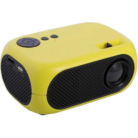 Mini projecteur portable LED 360p filaire pour téléphone portable avec haut-parleur et télécommande pour le camping en extérieur (prise UE). (1/5)