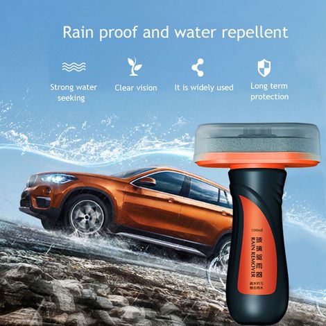 Kit d'entretien automobile : revêtement anti-pluie 100 ml pour vitres automobiles, nettoyant pare-brise, agent déperlant et éliminateur de film gras. (1/5)