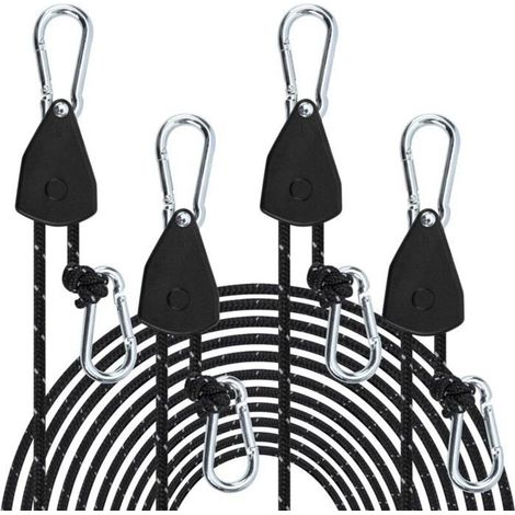 (Black) Cable Tensioners - Unspecified - 4m - Braided Nylon - Reflective - Corrosion Resistant (1/5)