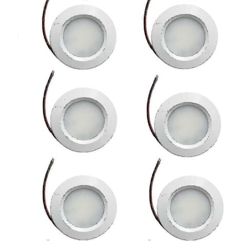 Lot de 6 spots LED 12 V/24 V à intensité variable encastrés blanc froid pour caravane ou bateau.