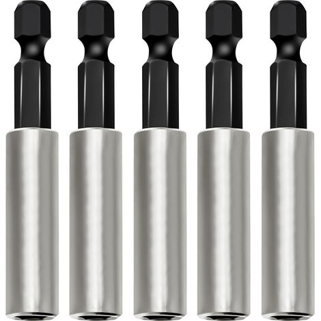 5 Stück 1/4 Zoll (60 mm) magnetischer Bohrer-Bit-Halter, magnetischer Edelstahl-Schraubendreher-Bohrer-Bit-Halter, schnelle Ersatz-Bohrer-Bit-Verlängerung für Schraubendreher und Bohrer