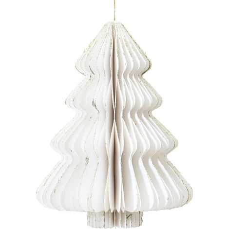 Pendente albero di Natale in carta bianca Ø15 × H20 cm (1/3)
