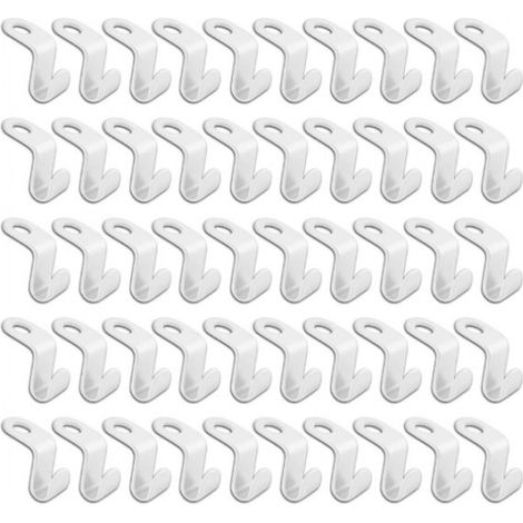 Set da 50 pezzi - Ganci appendiabiti - Ganci di collegamento per grucce - Ganci appendiabiti - Ganci per appendere - Bianco - Clip di estensione per grucce - Plastica (1/5)