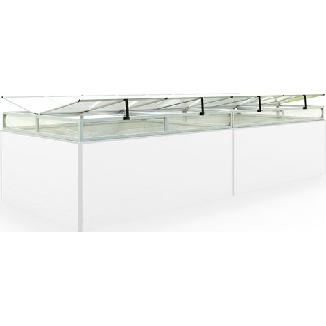 Frühbeetkasten 387x150 cm Frühbeetaufsatz Aufzucht Treibhaus, Aluminium mit Polycarbonat Doppelstegplatten, UV-beständig, inkl. Öffnungsklappen