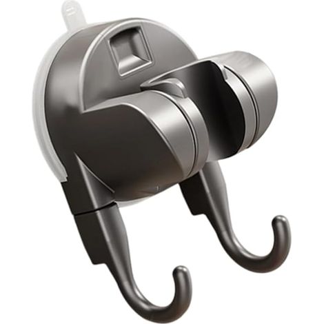Support de pommeau de douche à ventouse sans perçage - Support à angle réglable pour douchette - Fixation murale en plastique ABS pour carrelage et verre de salle de bain 10x6cm (gris) (1/5)