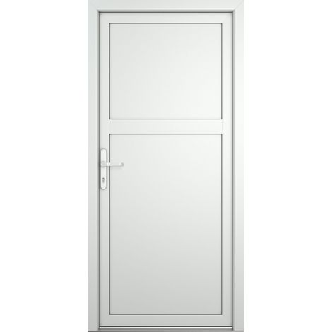 Porte de service 07, ouvrant vers l’extérieur, blanc/blanc, largeur: 80cm, hauteur: 200cm, sens d'ouverture: tirant gauche (1/4)