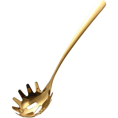 Vergoldeter Spaghettilöffel, Pastagabel aus Edelstahl, spülmaschinenfest, leicht zu reinigen – Gold (1/5)