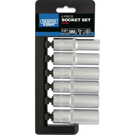 Draper 1/2" Drive 6-Piece Metric Deep Socket Set (6PT, Model 50424) (1/5)