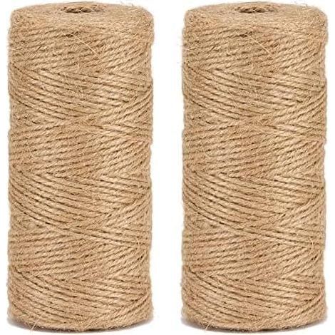 Natur-Jutegarn Ø1,5 mm ±100 m, handgefertigt, natur, dreisträngig, 200 m (2er-Pack)