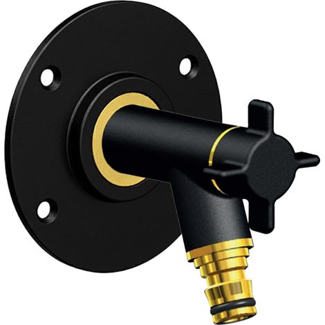 Robinet de jardin antigel OSLO horizontal Mâle 1/2" (15/21) avec son applique PER à visser Femelle 1/2'' (15/21) - Noir - Anquier